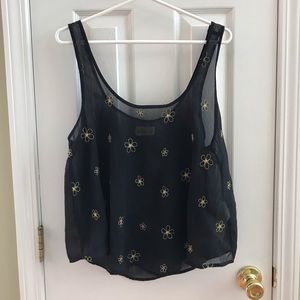Hollister Blue Top with Gold Flowers